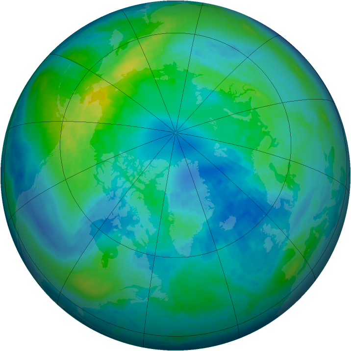 Arctic ozone map for 11 October 1992